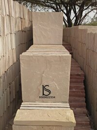 Dholpur White Beige Sandstone - 15-80 Mm Thickness, 12 Inch To 4 Feet Length & Width | Strong Density, Antique Finish, Water Absorption Resistant