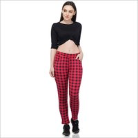 Ladies Jegging - Striped Pattern, Xl To Xxl Size Range, All-season Wear, Washable Design In Red & Black | Trendy Ethnic Style For Modern Women