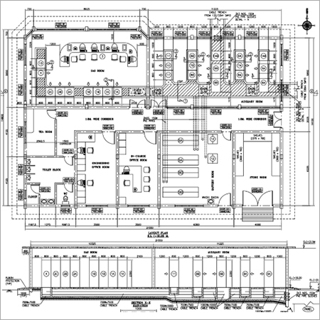 Equipment and Cable Trench layout Drawing of Indoor Substation in ...