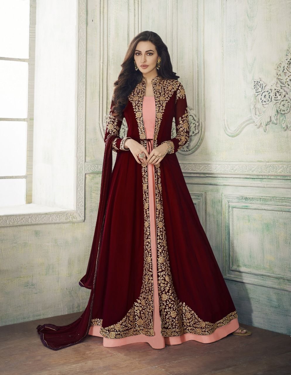 anarkali suit with shrug