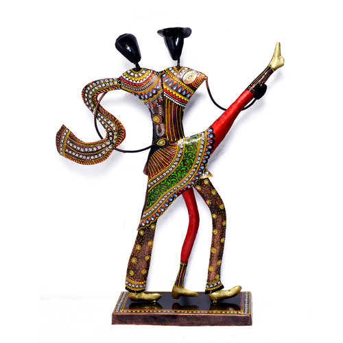 Home Decorative Iron Painted Dancing Couple Sculpture Metal Craft Huge Statue