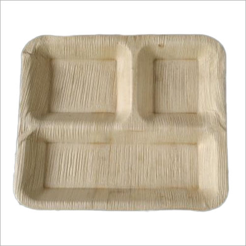 Areca Leaf Plate / Square / 10 Inch / 3 Compartment Application: Party Supply