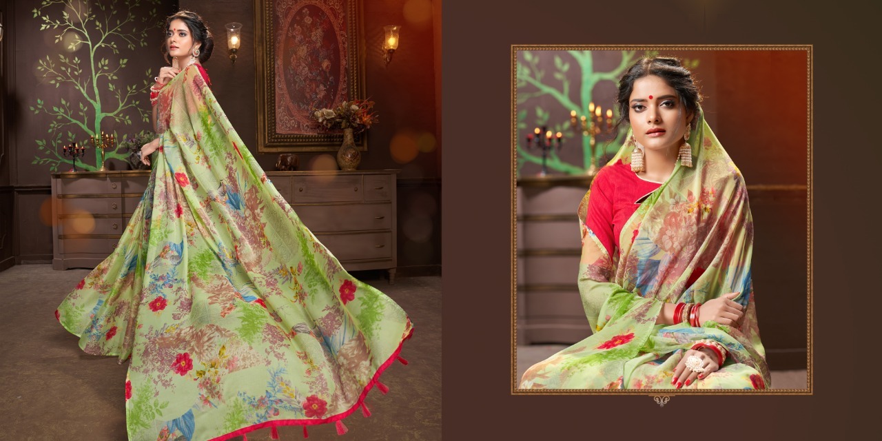 Designer Printed saree With Light Colour