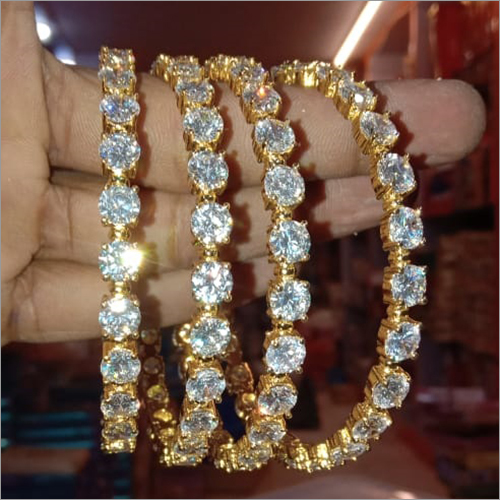 Artificial Stone Bangle - Ethnic Style with Fashionable Plating | Perfect for Weddings, Engagements, and Parties