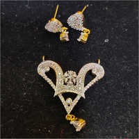 Mangalsutra Stone Pendant Earring Set Gender: Women