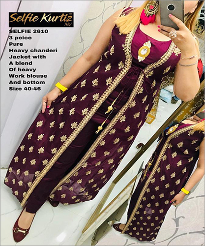 Brown Pure Heavy Chanderi Jacket