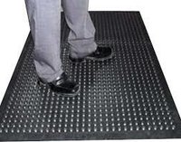 Anti Fatigue Rubber Mat - 36" X 24", 3/4" Thick, Nubby Surface, Beveled Edge, Black | Durable Rubber For Comfort And Support