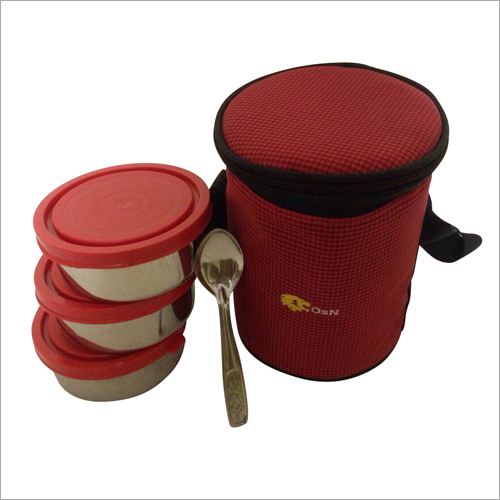 Silver 3 Pcs Insulated Lunch Box