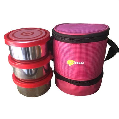 Stainless Steel Lunch Box - Standard Size, Silver Finish | 3-Piece Set, Safe and Durable for All Ages