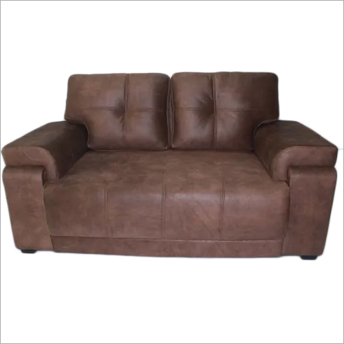 Leatherette Two Seater Sofa - Solid Wood, Brown Color, Termite-Proof | Handmade Artwork, Eco-Friendly, Durable Design, No Assembly Required