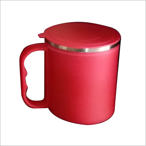 Plain Mug - Plastic, Available in Different Sizes, Dark Pink Color with Lid | Ideal for Home, Office, and Hotel Beverage Serving, Spill-Proof Design