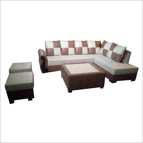 Handmade Fully Cushined Leather Corner L Shape Sofa Set