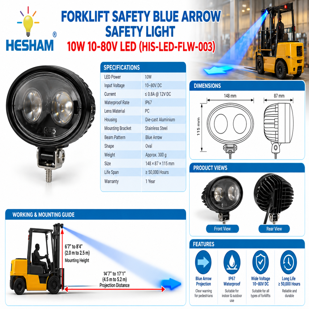 Forklift Safety Blue Arrow Safety Light 10W 10v-80v (HIS-LED-FLW-003)