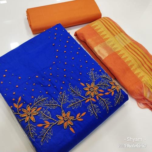 Cotton Satin Dress Material Decoration Material: Beads