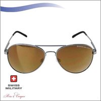 SWISS MILITARY SHINY GUN MEATAL FRAME&TEMPLES SUNGLASS