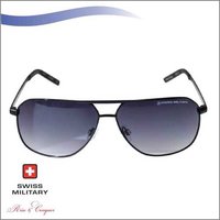 SWISS MILITARY SHINY NICKEL FRAME& TEMPLES SUNGLASS