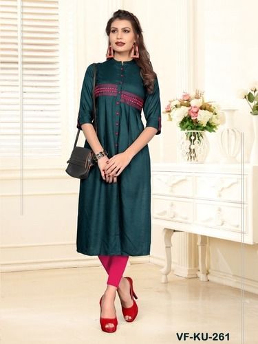 Green Fancy Embroidered Kurti