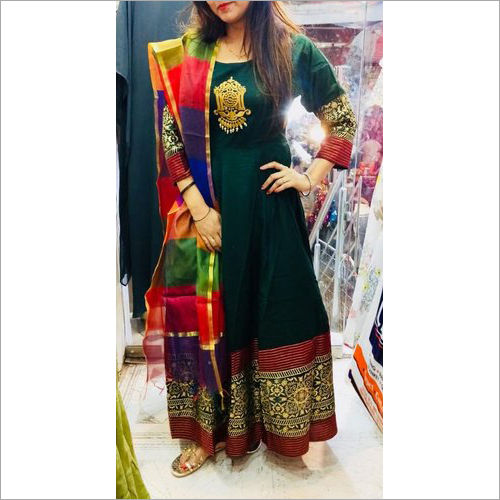 Ladies Long Kurti Decoration Material: Laces