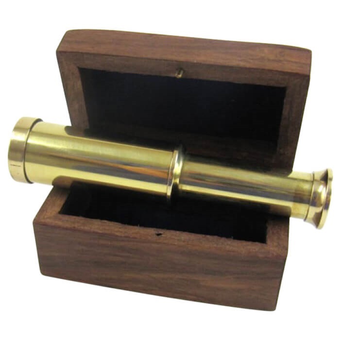 Solid Brass Compact Retractable Telescope Box