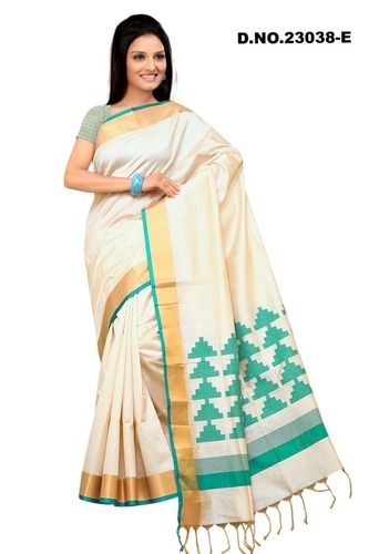 Printed Tussar Silk Sarees