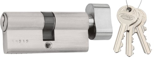 Brass Pin Cylinder Lock - 70mm, Gray Satin Silver Finish | Includes 3 Brass Normal Keys, Suitable for Industrial Doors