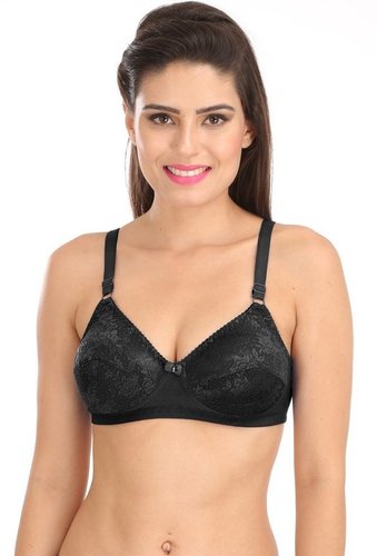 Lingerie Bra - Lace Full Coverage Non-Padded, White Skin Moov Black Royal Blue H Pink | Superior Support, Adjustable Elasticated Straps