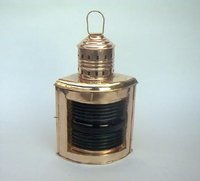Copper Ship Lamp - 16.5 Inches, Antique Copper Finish With Red Fresnel Lenses | Hand-built, Classical And Modern Decorative Design