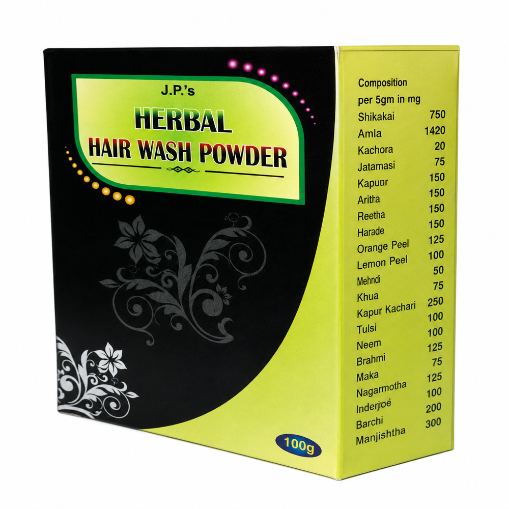 J.P.'s Herbal Hair Wash Powder - 50gm & 100gm | Dandruff Free, Scalp Cleansing, Herbal Ingredients, Unisex Use