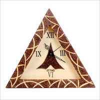 Natural Brown Triangle Shape Wooden Wall Clock