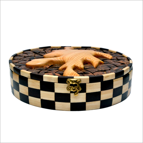 Heirloom Quality Round Wooden Dry Fruit Box - 11x10.5x3 Inches, Antique Natural Brown Finish, Handcrafted Artistry