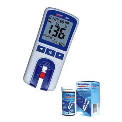 Portable Hemoglobin Meter - 5-25 gm/dl Measuring Range, 15 Sec Test Time | High-Performance, Lightweight Design, Blue and White, 250 gm Weight, 12V Power Supply