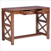 Cross Design 2 Drawers Wooden Console Table
