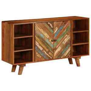 Household Storage Cabinet - Solid Wood Teak and Pine 55.1x18.1x29.9 Inch | Handmade Artwork Slanting Legs Design Multiple Shelves for Organized Storage