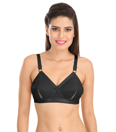 SL-DELICATE BRA - Stretchable Elastane Cotton, Size 76-117 | Full Coverage, Wirefree, Centralized Mesh Cups, Broad Spandex Belt