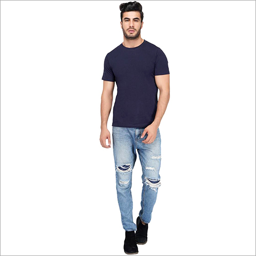 Men Round Neck Blakc T-Shirt Age Group: All