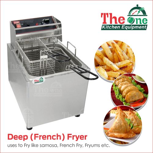 Electric Deep Fryer - 2-14L Capacity, Stainless Steel, Semi-Automatic | Polished Silver Finish, Ideal for Samosas and French Fries