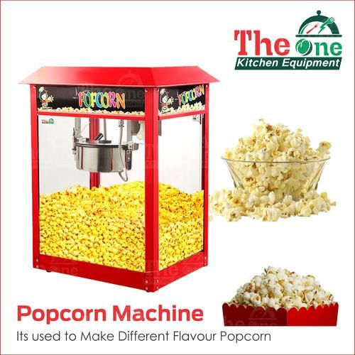 Popcorn Machine - Stainless Steel, 23x20x38 Inches | Fully Automatic, Electric, 250-300 Capacity, Silver & Red