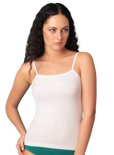 SL 8005 CAMISOLE - Cotton Elastane Blend Size 75-100 Color: White Black Skin | Supersoft Stretch Body-Hugging Racer Back Versatile Halter & Strap Options