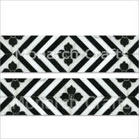 White & Black Commercial Marble Inlay Border Tile