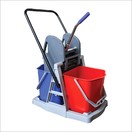 40 Ltr Wringer Trolley Double Bucket - HDPE, Stainless Steel | Highly Durable, Easy to Use, Fast Hygienic Cleaning