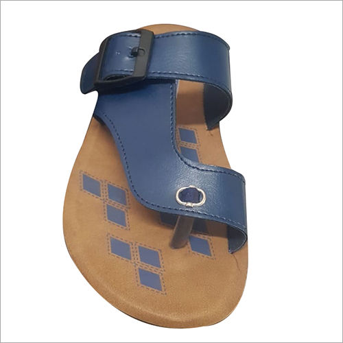 Brown And Blue Mens Flat Pu Slipper