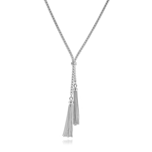 Sterling Silver Necklace - 925 Sterling Silver, 14.67 Grams | Lariat Tassel Design, Ideal for Engagement and Party Occasions