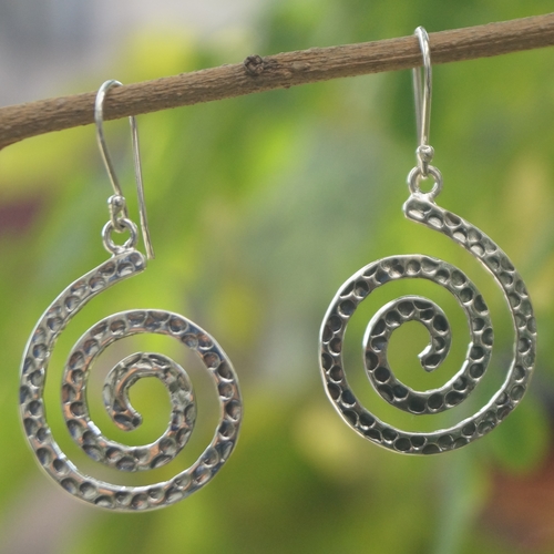 Dangle Round Earrings - 92.5% Sterling Silver, 1.80 Inches Length, Silver Color | Dangle Design, Pearl Accents, Suitable for Women and Children