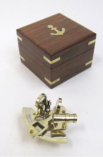 Solid Brass Sextant With Inlaid Wooden Box