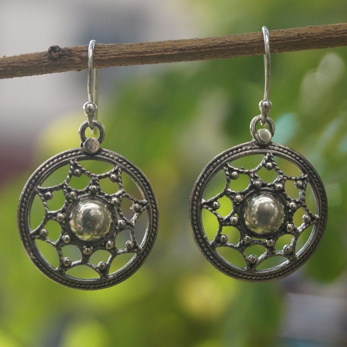 Dangle Round Shape Earrings - 92.5% Sterling Silver, 1.50 inches Length, Silver Color, 6.20 Grams | Dangle Design, Pearl Stone, Suitable for Women and Children, Ideal for Special Occasions