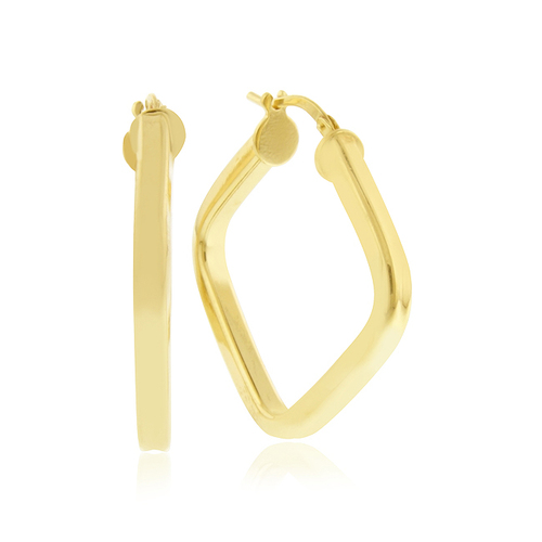 Bronze Earrings - 3MM/25MM Square Tube Hoop Design | Gold & Other Materials, Lightweight 7.28 Grams, Ideal for Anniversary and Engagement Parties