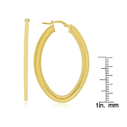 Bronze Earring - 23.4x34mm Oval Hoop Erg | Yellow Gold, Necklace and Earring Set, Perfect for Anniversary and Engagement Gifts