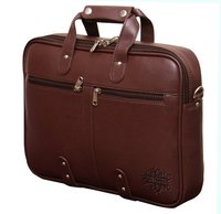 Premium Leatherette Executive Laptop Briefcase Bag 15.6" - Leatherette Material, 15.6" Size, Brown Color, 360-degree Shockproof Padding, 7 Compartments, Adjustable Strap