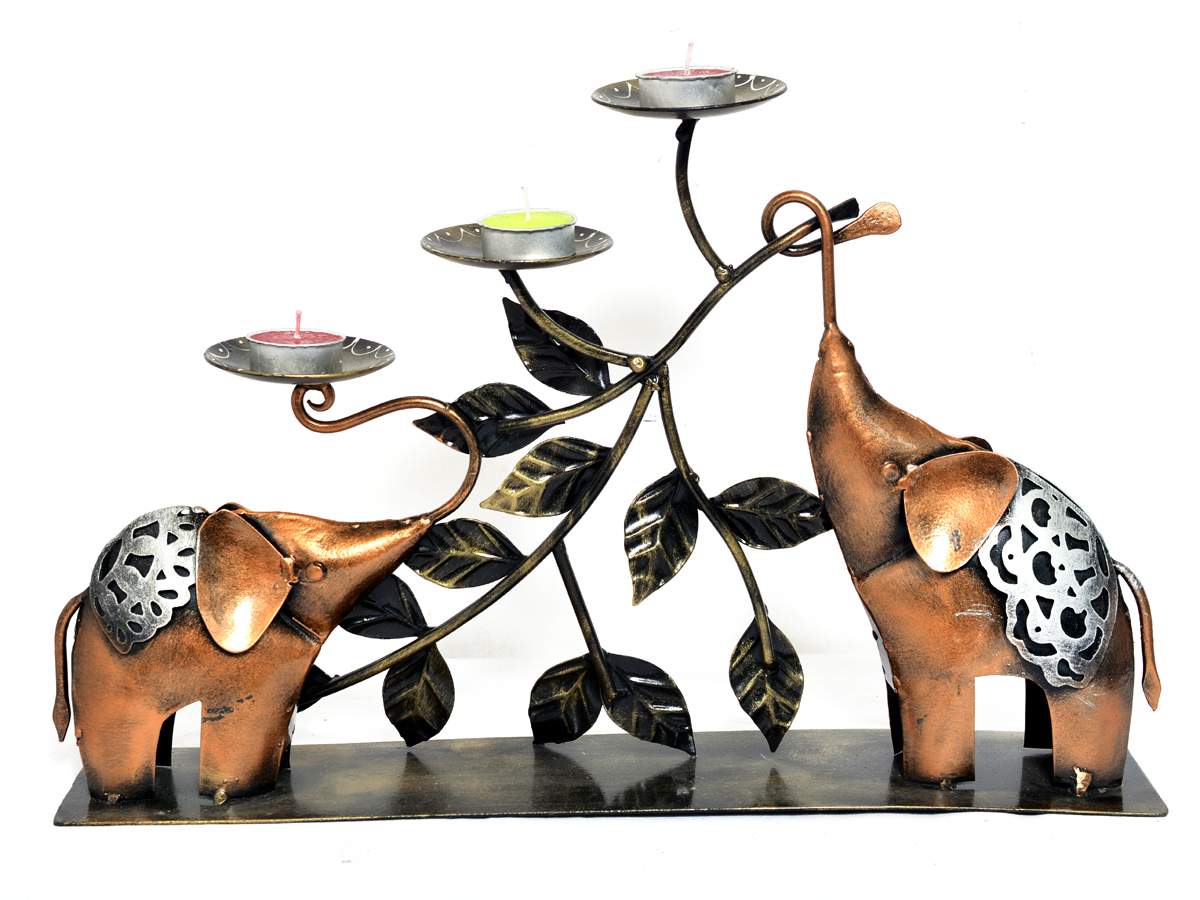 Home Decor Indian Handmade Elephant Design Tea Light Stand Holder