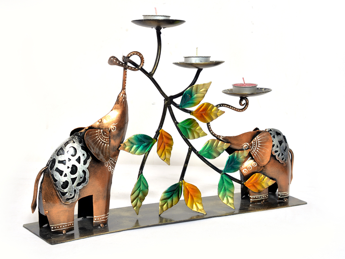 Home Decor Indian Handmade Elephant Design Tea Light Stand Holder